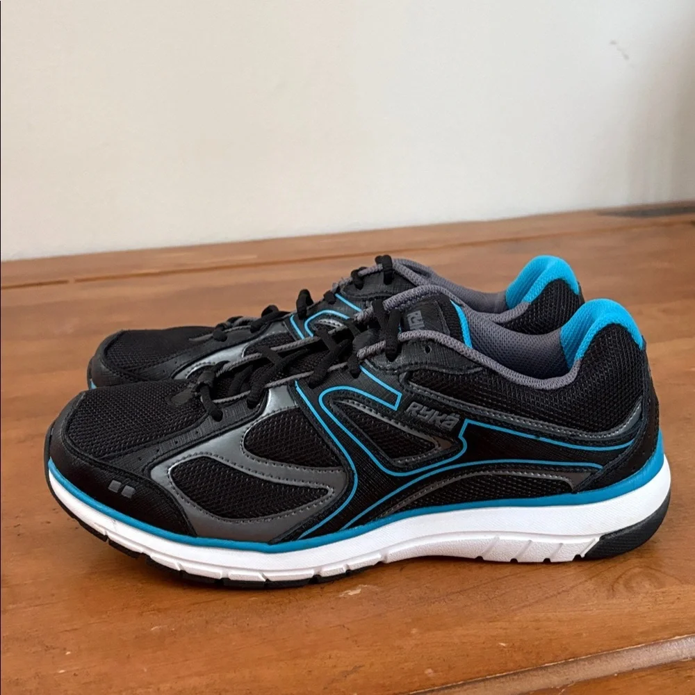 Ryka New Prevail Walking Running Women's Black and Teal Athletic Shoes Size 8.5